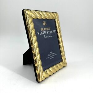 Burnes of Boston 5x7 Solid Brass Gold Rope Picture Frame Tabletop & Wall